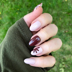 Big Duo Toned Flowers | Medium | Oval - Tab Press-On