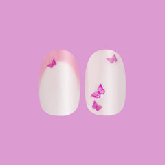 Butterfly Mixed French - Press-On | Medium | Oval