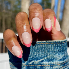 Hot Strawberry Velvet French - Press-On | Medium | Almond