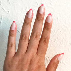 Hot Strawberry Velvet French - Press-On | Medium | Almond