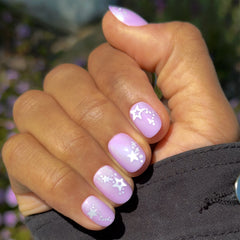 Lavender Iridescent Stars - Press-On | Extra Short | Round