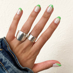 Lime Chrome French - Press-On | Short | Round