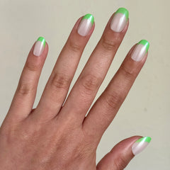 Lime Chrome French - Press-On | Short | Round