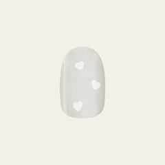 Velvet Pearly Hearts - Tab Press On | Extra Short | Round