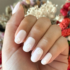 Puffy Floral Metallic - Press-On | Short | Round