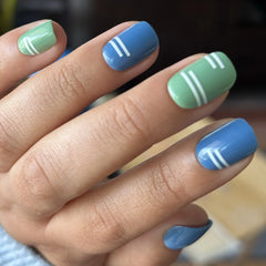 Sporty Stripes - Press-On | Extra Short | Squoval