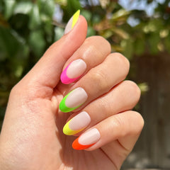 Thick Rainbow French Mixed Pack - Press-On | Medium | Oval