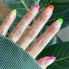 Thick Rainbow French Mixed Pack - Press-On | Medium | Oval