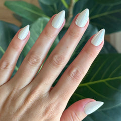 White Jelly Chrome - Press-On | Medium | Stiletto