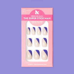 Asymmetrical French | Short | Squoval - Tab Press-On