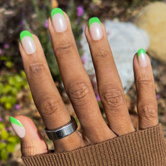 Lime Chrome French - Press-On | Short | Round